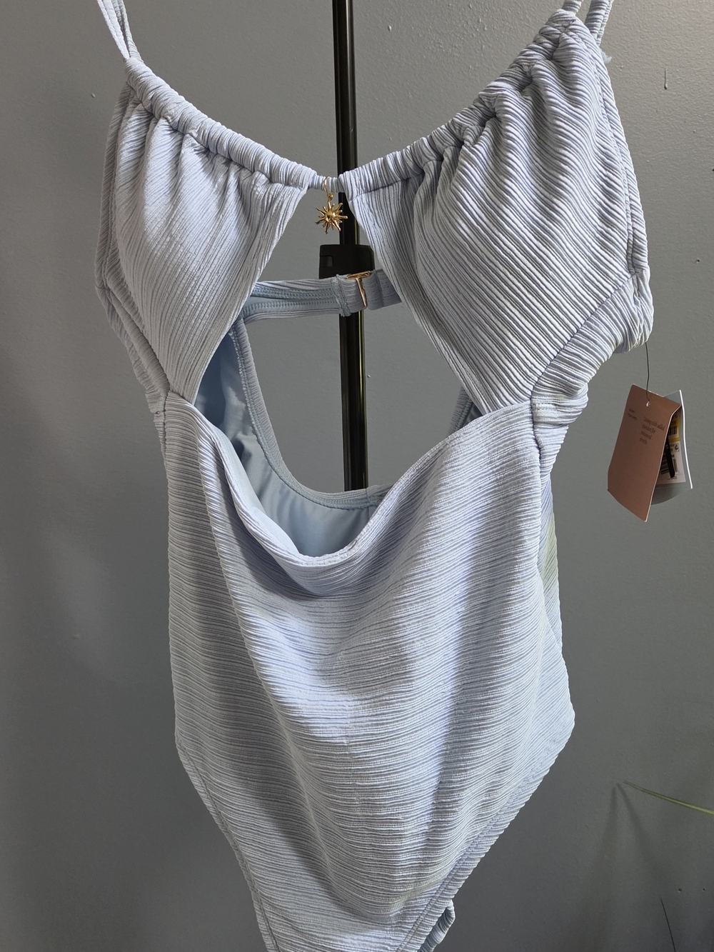 🩵light Blue And Gold Accents Swim Suit- Large-NWT🩵
